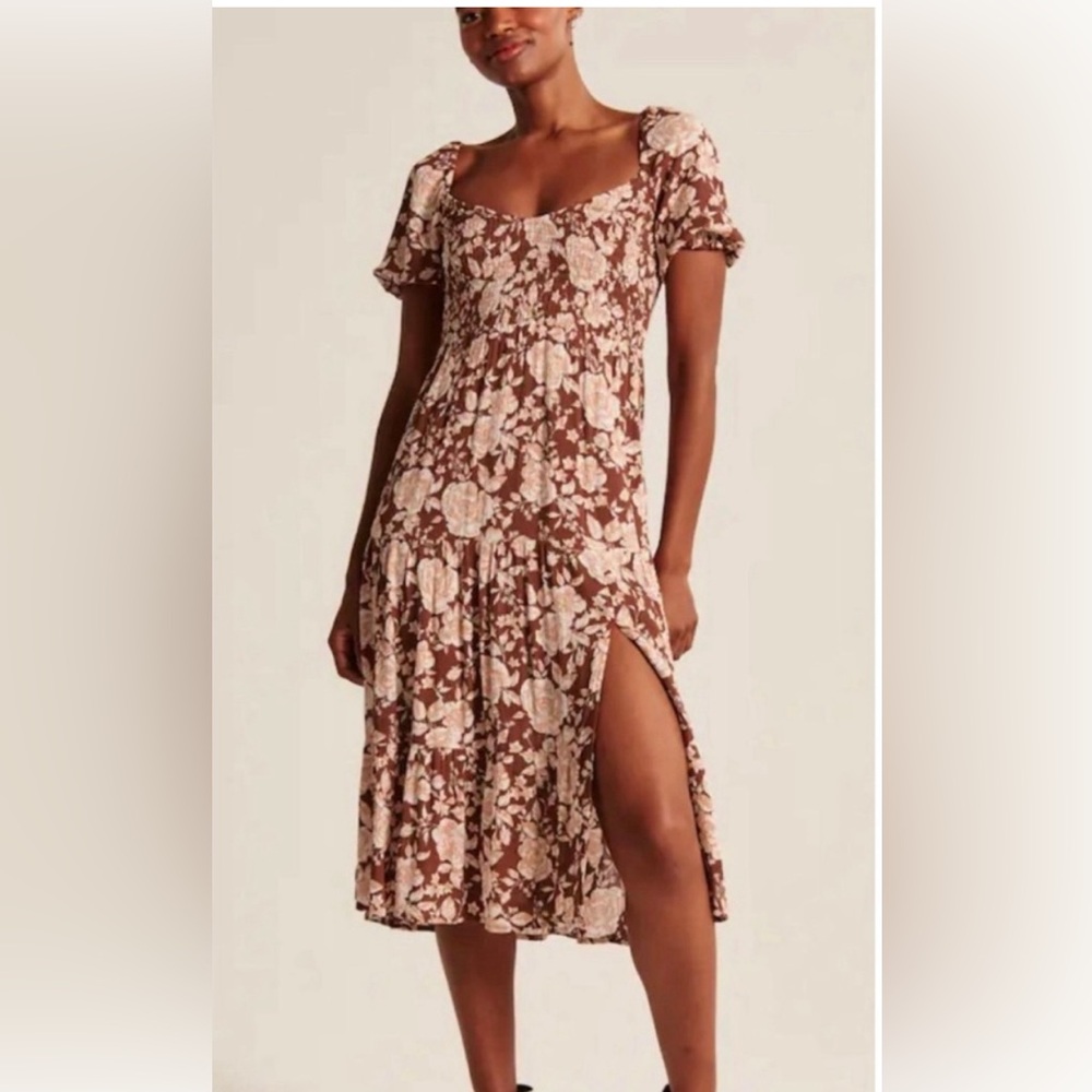 Abercrombie & Fitch Floral Smocked Midi Dress|Size:M